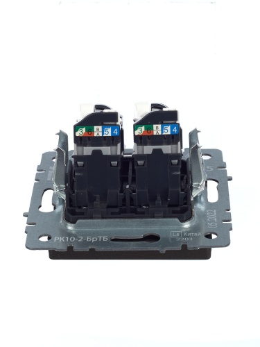 BRITE Розетка компьютерная двойная RJ45 кат.5E РК10-2-БрТБ темная бронза | код BR-K20-1-K45 | IEK фото 6