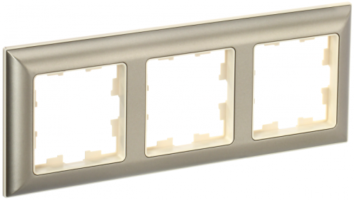 BRITE Рамка 3-мест. РУ-3-Бр беж./шамп. IEK | код BR-M32-12-3-K10 | IEK