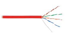 Кабель NIKOLAN U/UTP 4 пары, Кат.5e (Класс D), тест по ISO/IEC, 100МГц, одножильный, BC (чистая медь), 24AWG (0,511мм), внутренний, LSZH нг(А)-HFLTx, красный, 305м | код NKL 9100C-RD | NIKOLAN