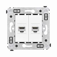 Компьютерная розетка RJ-45 без шторки в стену, кат.6A двойная, Avanti, Белое облако | код 4400674 | DKC