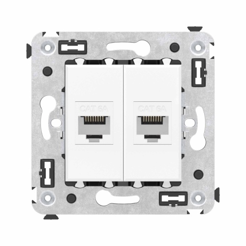 Компьютерная розетка RJ-45 без шторки в стену, кат.6A двойная, Avanti, Белое облако | код 4400674 | DKC