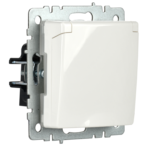 BRITE Розетка 1-местная с заземлением с защитными шторками и крышкой 16А IP44 РСбш10-3-44-БрБ белый | код BR-R16-16-44-K01 | IEK фото 2