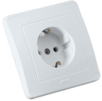 Розетка скрытая с заземлением со шторками белая | код РС16-312 | HEGEL