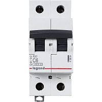 Выключатель автоматический двухполюсный RX3 4500 6А C 4,5кА | код. 419694 | Legrand 
