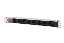 Блок розеток Rem-10 без шнура с выключателем 8 Sсhuko вход IEC 60320 C14 10A 19' | код R-10-8S-V-440-Z | ЦМО