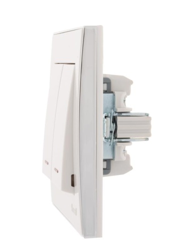 RAIN Выключатель 2-ой с подсветкой белый с боковой вставкой хром | код 703-0225-112 | Lezard фото 4