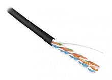 Кабель витая пара неэкран. U/UTP категория 5e 4 пары (24 AWG) одножильный (solid) LSZH нг(С)-HF черный, Hyperline UUTP4-C5E-S24-IN-LSZH-BK-305 (305 м) | код 257734 | Hyperline