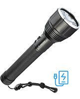 Фонарь аккумуляторный ручной 20Вт LED съемные Li-ion 26650 4000мА.чx2 шт.=8000мА.ч Power-bank корпус анодированный алюм. индикатор уровня заряда USB-шнур type C ремешок ручной | код KOC131Lit | КОСМОС