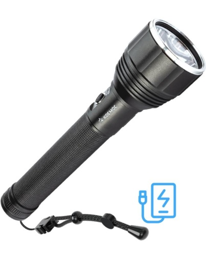 Фонарь аккумуляторный ручной 20Вт LED съемные Li-ion 26650 4000мА.чx2 шт.=8000мА.ч Power-bank корпус анодированный алюм. индикатор уровня заряда USB-шнур type C ремешок ручной | код KOC131Lit | КОСМОС