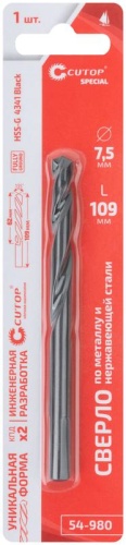 Сверло по металлу Special, HSS-G, 7,5x109/62 мм, 1 шт. | код 54-980 | FIT фото 3 Сверло по металлу Special, HSS-G, 7,5x109/62 мм, 1 шт. | код 54-980 | FIT фото 3