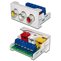 Вставка Mosaic 22.5x45 3xRCA Composite Video & Stereo Audio, белая | код LAN-WA-LP-3RCA-WH | LANMASTER