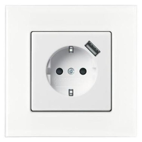 Basic 55 - Розетка 2P+E нем. стд. + USB (шале-белый) | код 2011-0-6196 | ABB