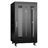 Cabeus ND-05C-22U60/60-BK Шкаф монтажный телекоммуникационный 19 напольный для распределительного и серверного оборудования 22U 600x600x1166mm (ШхГхВ) передняя и задняя перфорированные двери, ручка с замком, цвет черный (RAL 9004) | код 8549c (0) Бр