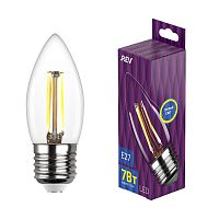 Лампа светодиодная филаментная PREMIUM (FILAMENT) 7Вт C37 свеча 2700К тепл. E27 480лм | код 32425 6 | REV