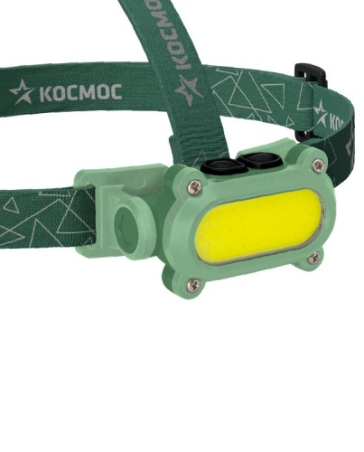 Фонарь аккумуляторный налобный 7Вт COB LED+красн. Li-ion 18650 1200мА.ч корпус ABS-пластик USB-шнур type C регулируемый эласт. ремешок | код KOC503Lit | КОСМОС