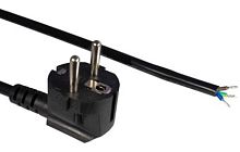 Кабель с вилкой Schuko (open end) длиной 5м (3x0.75 кв.мм) цвет черный, Hyperline PWC-SHM-OE-5.0-BK | код 229247 | Hyperline