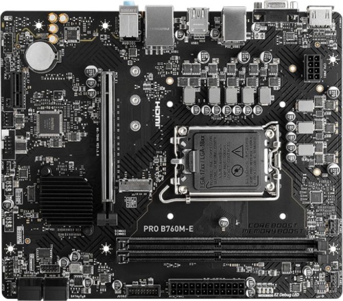 Материнская плата MSI PRO B760M-E Soc-1700 Intel B760 2xDDR5 mATX AC`97 8ch(7.1) GbLAN+VGA+HDMI | код 1993029 | MSI