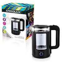 Чайник электрический ELX-KG08-C02 стекло/пластик 1.8л 220-240В 1800Вт черн. ERGOLUX | код 15333 | Ergolux