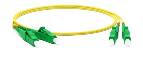 Патч-корд волоконно-оптический (шнур) SM 9/125 (OS2) LC/APC-LC/APC 2 мм duplex LSZH 2 м, Hyperline FC-D2-9-LC/AR-LC/AR-H-2M-LSZH-YL | код 28287 | Hyperline