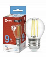 Лампа светодиодная LED-ШАР-deco 9Вт шар прозрачная 6500К холод. бел. E27 1040лм 230В | код 4690612036441 | IN HOME