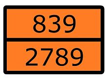 Знак для маркировки опасных грузов Номер ООН 839/2789 ГОСТ Р 52290-2004 300х400 мм, пленка самоклеящаяся ГОСТ 19433-88 EKF | код an-7-839-2789 | EKF