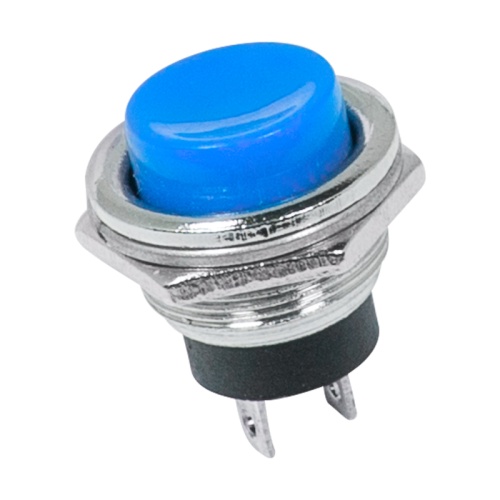 Выключатель-кнопка металл 250V 2А (2с) (ON)-OFF 16.2 синяя REXANT | код 36-3352 | REXANT