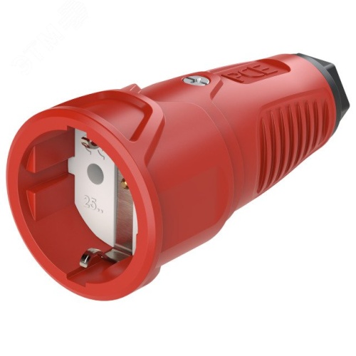 Розетка каб 16A/250V/2P+E/IP20 корпус красный, маркер черный | код 2510-rs | PCE