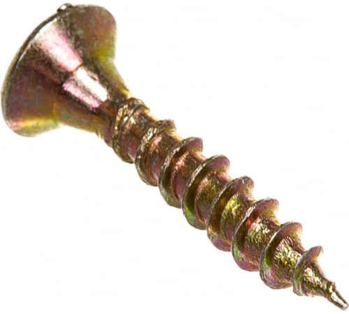 Шуруп универсальный 3.0х16 потайная голова желтый цинк | код screw-UNI-3.0х16g | Крепдил