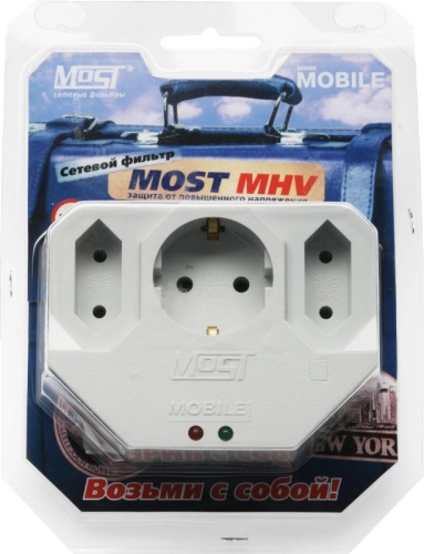 Сетевой фильтр Most MHV (3 розетки) белый (коробка) | код 599880 | MOST