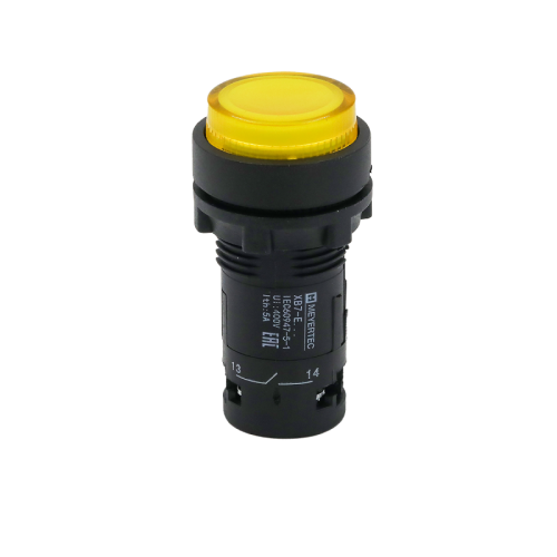 Кнопка желтая выступающая с подсветкой, 1NO, 220V AC, IP54, пластик MTB7-EW35616 | код 132718 | MEYERTEC