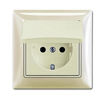 Basic 55 - Розетка 2P+E нем. стд. с крышкой и рамкой, IP 44 (сл. кость) | код 2018-0-1504 | ABB
