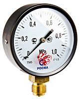 Манометр TM-510P Ду 100 с нижн. подкл., (150°) 1/2", 0-6 бар (кл. точн. 1,5) | код. TM-510P.0406 | VALTEC