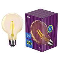 Лампа светодиодная филаментная PREMIUM (FILAMENT) 5Вт G95 шар 2700К тепл. E27 480лм | код 32433 1 | REV