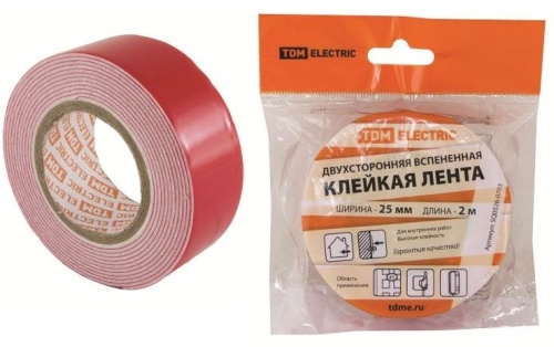 Двухсторонняя вспененная клейкая лента ширина 25 мм длина 2 м TDM | код SQ0526-0703 | TDM