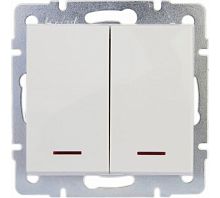 Выключатель RAIN двойной с подсветкой белый механизм | код 703-0288-112 | Lezard