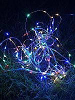 Гирлянда светодиодная 100LED 10м мультиколор на солнечной батарее аккумулятор NI-MH 300мА.ч | код KOC_SOL196 | КОСМОС