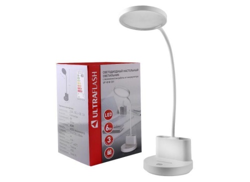 Светильник светодиодный настольный UF-818 C01 6Вт 6000К аккум. 3 ур. яркости) бел. Ultraflash 15162 фото 2