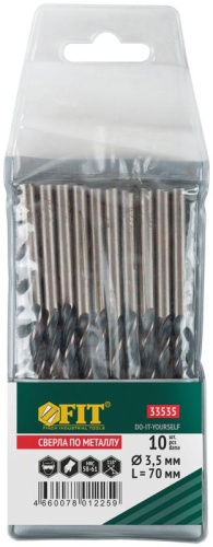 Сверла по металлу HSS черненые 3.5x70 мм (10 шт) | код 33535 | FIT фото 3