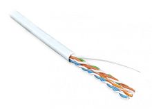 Кабель витая пара неэкран. U/UTP категория 5e 4 пары (24 AWG) одножильный (solid) LSZH нг(С)-HF белый, Hyperline UUTP4-C5E-S24-IN-LSZH-WH-100 (100 м) | код 273505 | Hyperline