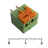 Клеммник нажимной на плату прямой RUICHI XY122V-2, 2 контакта с шагом 5,08 мм, 10 А, 300 В, 24-14 AWG, 1,5 мм?, PA66 | код 69507 | Ruichi