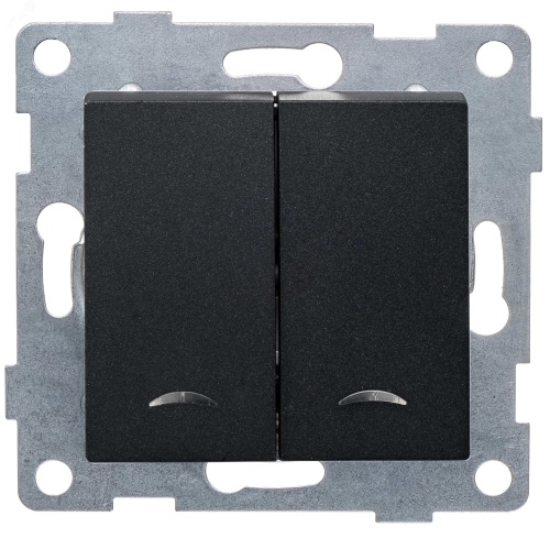 GUSI Ugra механизм выключателя 2кл. (инд), скрытая установка, 10А, 250В. Цвет: графит. | код С11В28-010 | GUSI ELECTRIC
