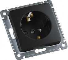 MASTER Розетка одноместная с заземляющим контактом, скрытой установки, в рамку, черный | код РС16-411-08 | HEGEL