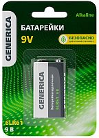 Элемент питания алкалиновый "крона" 6LR61 9В Alkaline (блист.1шт) | код ABT-6LR619V-ST-L02-G | GENERICA