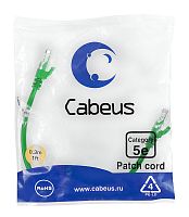 Патч-корд U/UTP, категория 5е, 2xRJ45/8p8c, неэкранированный, зеленый, LSZH, 0.3м | код PC-UTP-RJ45-Cat.5e-0.3m-GN-LSZH | Cabeus