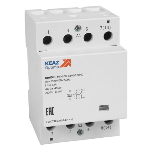Контактор 230В AC 2НЗ 63А OptiDin MK-100-6302-230AC | код 321175 | КЭАЗ Контактор 230В AC 2НЗ 63А OptiDin MK-100-6302-230AC | код 321175 | КЭАЗ