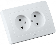 Розетка двойная скрытая белая | код РС16-341 | HEGEL