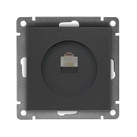 Розетка компьютерная 1-м СП Афина RJ45 кат.5E механизм графит | код A0051-Gr | Universal