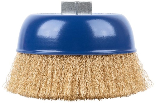 Щетка для УШМ М14 тип "Чашка" латунированная витая проволока 0.3мм 125мм Profi Cutop 82-519 фото 2