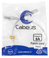 Патч-корд S/FTP, категория 6а (10G), 2xRJ45/8p8c, экранированный, серый, LSZH, 0.5м | код PC-SSTP-RJ45-Cat.6a-0.5m-LSZH | Cabeus
