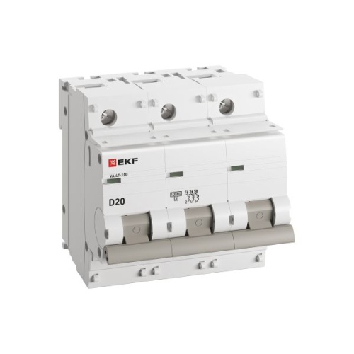 Автоматический выключатель 3P 20А (D) 10kA ВА 47-100 PROxima | код mcb47100-3-20D-pro | EKF фото 4